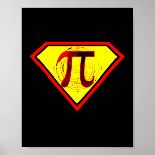Póster Disfraz de superhéroe divertida de Pi Day