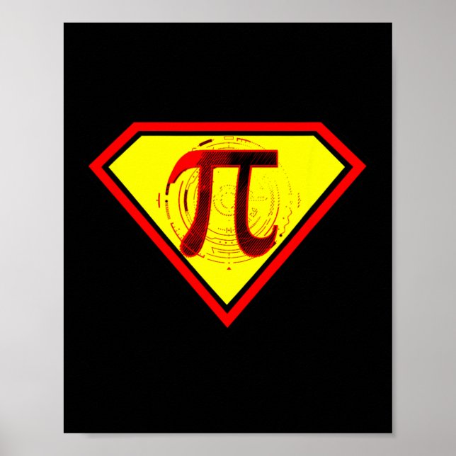 Póster Disfraz de superhéroe divertida de Pi Day (Frente)