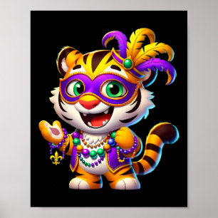 Póster disfraz de tigre de Mardi Gras animal fiesta de Nu