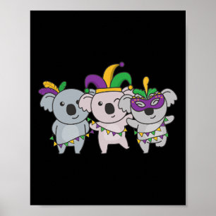 Póster Disfraz del Carnaval de Mardi Gras Koala
