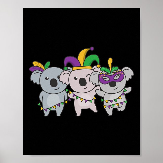 Póster Disfraz del Carnaval de Mardi Gras Koala (Frente)