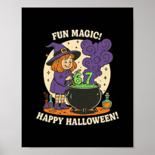 Póster Disfraz Divertido de Bruja Retro Lindo para Hallow