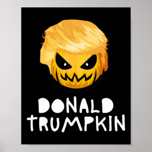 Póster Disfraz divertido de Donald Trumpkin de Halloween 