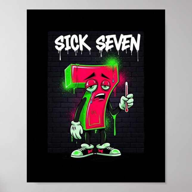 Póster Disfraz divertido de Halloween del meme Sick Seven (Frente)
