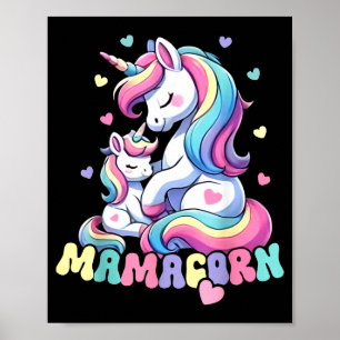 Póster Disfraz divertido de mamacorn día de las madres un