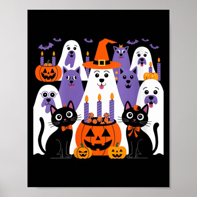 Póster Disfraz divertido de mujer para perro de Halloween (Frente)