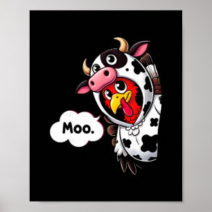 Póster Disfraz Divertido De Pavo Vaca Moo Día De Acción D