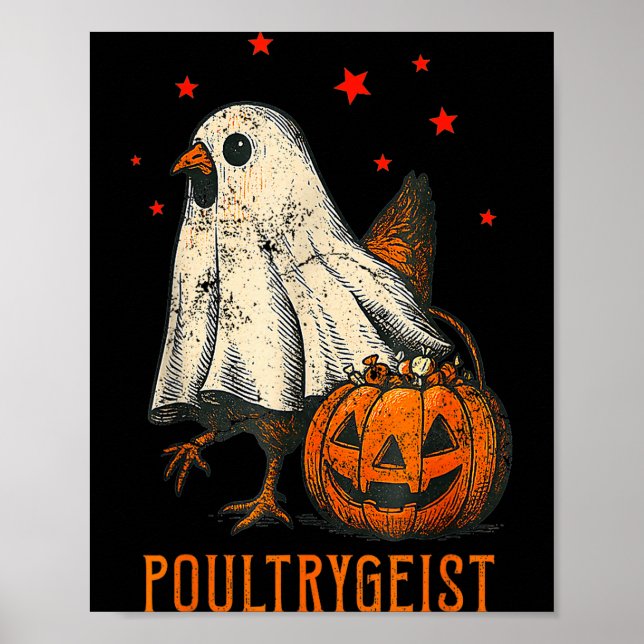 Póster Disfraz divertido de pollo fantasma de Halloween P (Frente)