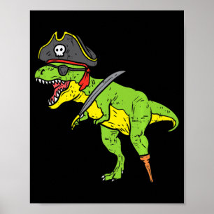 Póster Disfraz divertido de T-Rex pirata dinosaurio para