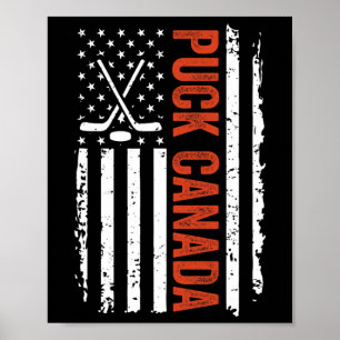 Póster Disfraz Divertido Hockey Canadá EEUU Vintage Bande