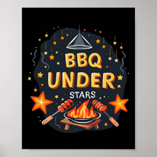 Póster Disfraz genial de barbacoa bajo las estrellas para