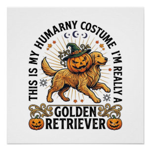 Póster Disfraz humano de Halloween Retriever Dorado Calab