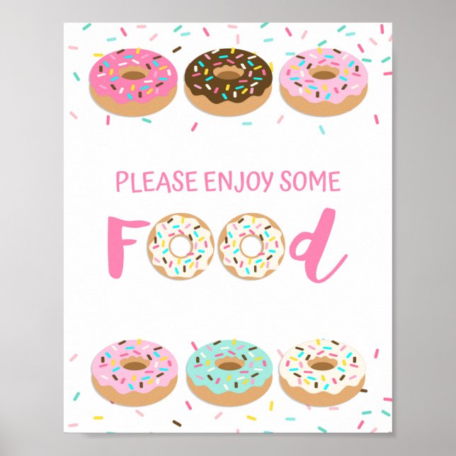 Póster Disfruta de algo de comida Rosa Donut Sprinkle Tab (Frente)