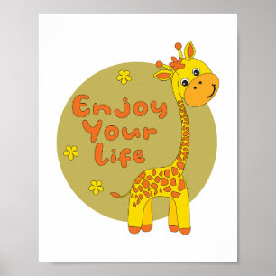 Póster Disfruta de tu vida Kawaii lindo bebé girafa amari