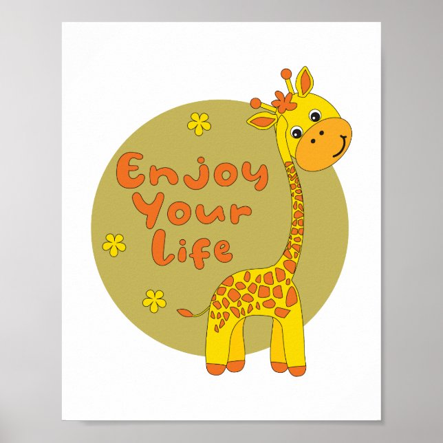 Póster Disfruta de tu vida Kawaii lindo bebé girafa amari (Frente)