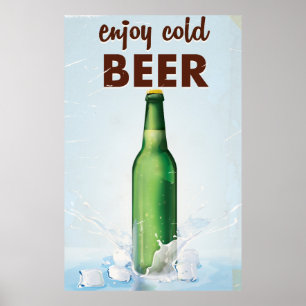 Póster Disfruta del cartel de bebida de cerveza fría.
