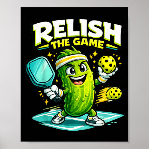 Póster Disfruta el juego divertido jugador de pickleball 