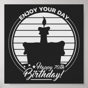 Póster Disfruta tu día, feliz pastel de cumpleaños número