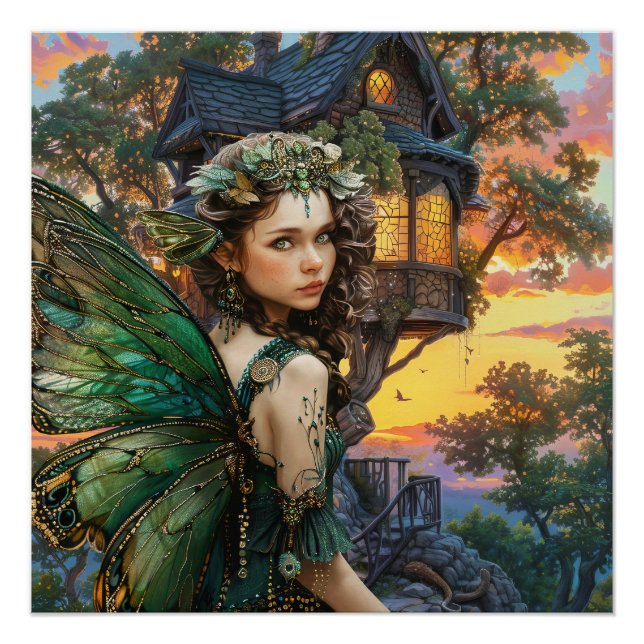 Póster Disfrutando De La Puesta De Sol Fuera De Su Casa (Anverso)