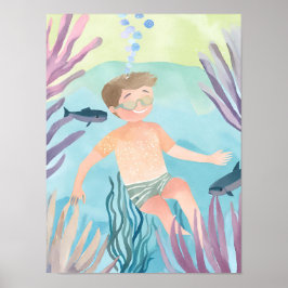 Póster Disfrutando del arrecife