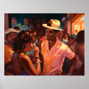 Póster Disfrutando una fresca noche de Miami con amigos