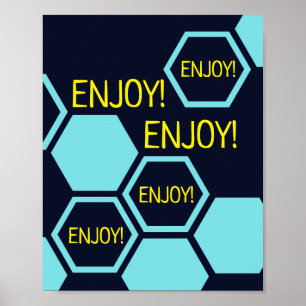 Póster Disfrutar del resumen hexagonal