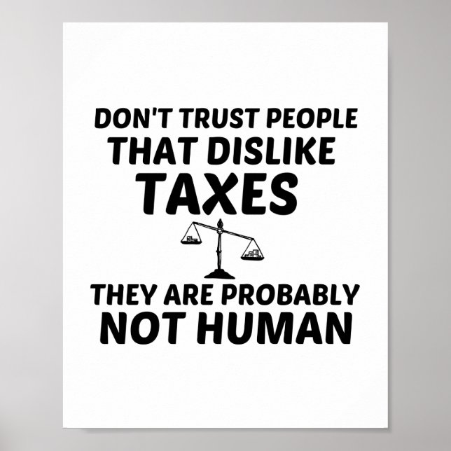 PÓSTER DISGUSTAR DE IMPUESTOS NO HUMANOS (Frente)