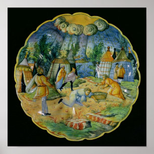 Póster Dish depicting the gathering of manna