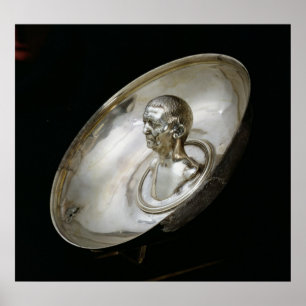 Póster Dish with the bust of a man inside