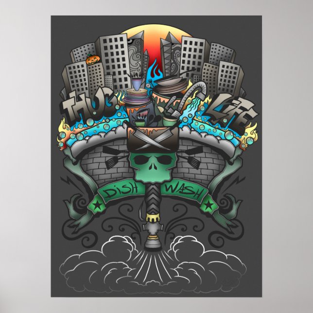 Póster Dishwasher Graffiti Drawing (Frente)