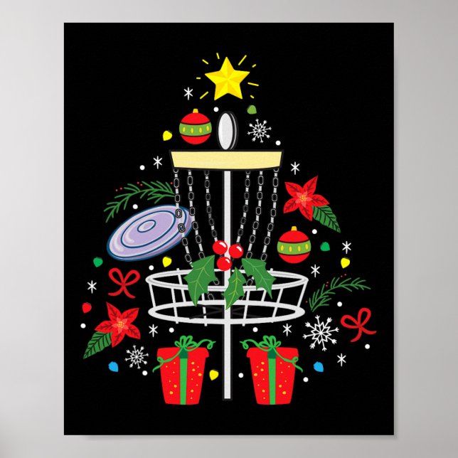 Póster Disk Golf Frisbee Christmas Ornament Tree Funny Gi (Frente)