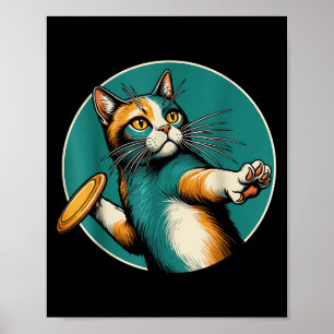 Póster Disk Golfer Cat Disc Golf Player Funny Halloween C