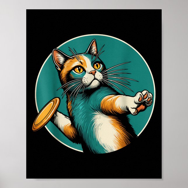 Póster Disk Golfer Cat Disc Golf Player Funny Halloween C (Frente)