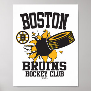 Póster Disko de hockey Boston Bruins reventado gris con l