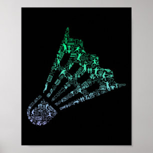 Póster Disminución de los hombres de la camiseta del lanz