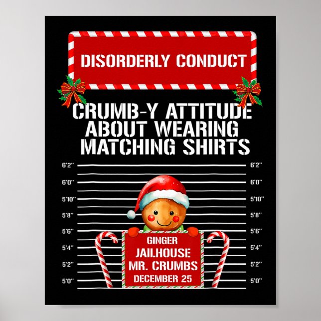 Póster Disorderly Conduct Gingerbread Inmate Christmas Ma (Frente)