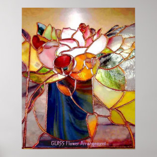 Póster Disposición de flores de vidrio manchado Poster el