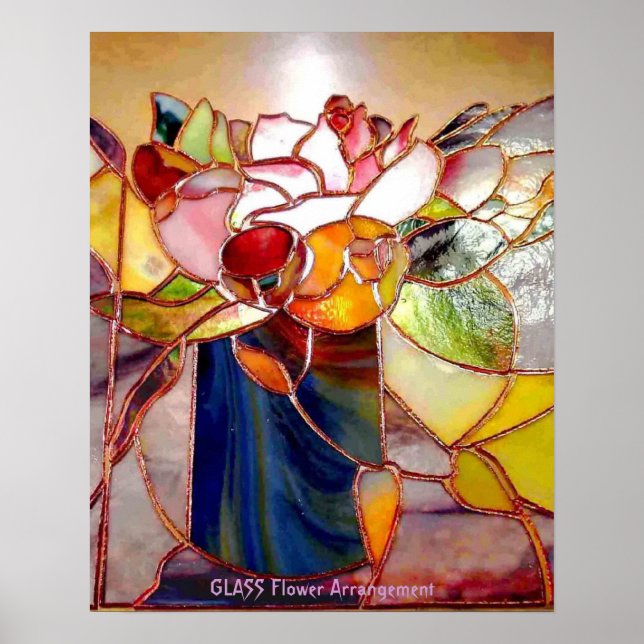 Póster Disposición de flores de vidrio manchado Poster el (Frente)