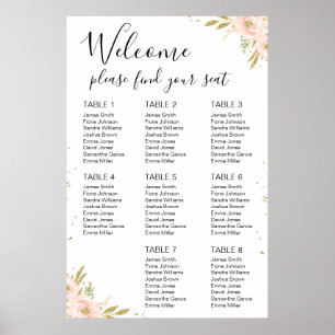 Póster Disposición de los asientos de la ducha con flores