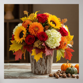 Póster Disposición floral de otoño gráfico