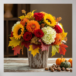 Póster Disposición floral de otoño gráfico