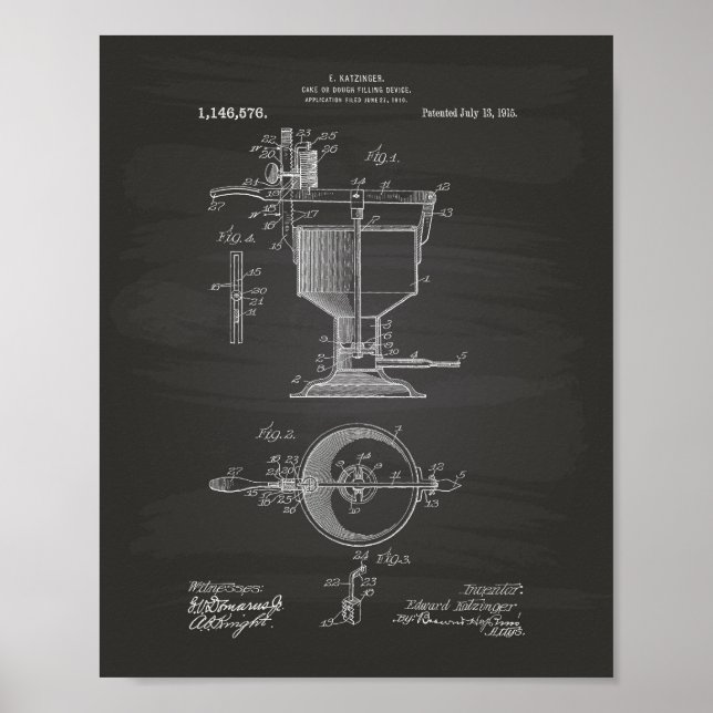 Póster Dispositivo de relleno de pasteles 1915 Patent Art (Frente)