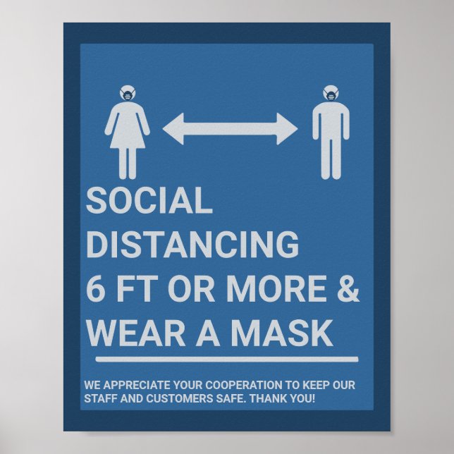 Póster Distancia Social 6Ft Apart Covid19 Seguridad Empre (Frente)