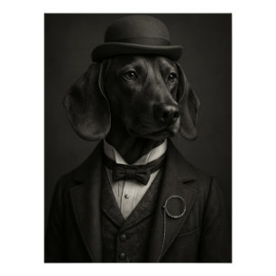 Póster Distinguished Dachshund Gentleman with Monocle