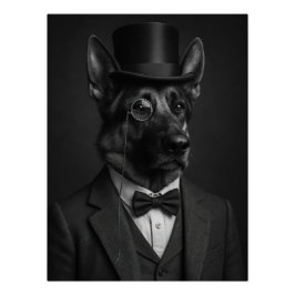 Póster Distinguished German Shepherd with Top Hat