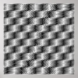 Póster Distorsión de onda a cuadros BN