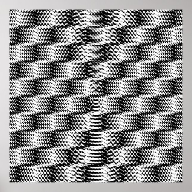 Póster Distorsión de onda a cuadros BN (Frente)