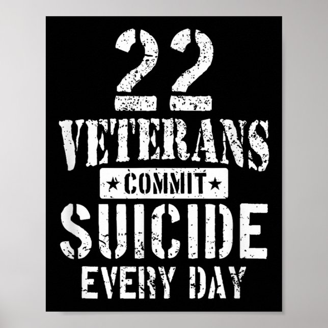 Póster Distressed 22 Veterans Commit Suicide Every Day  (Frente)