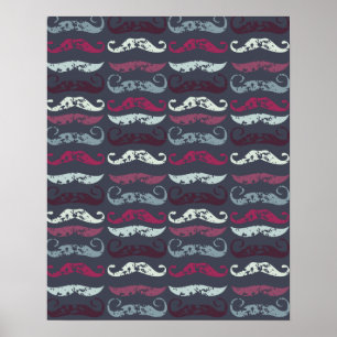 Póster Distressed Retro Mustache Print