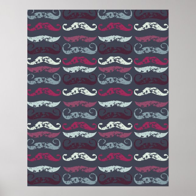 Póster Distressed Retro Mustache Print (Frente)